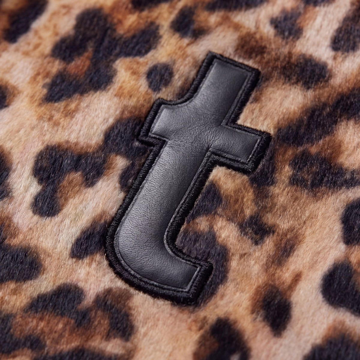 spotted leather varsity jacket