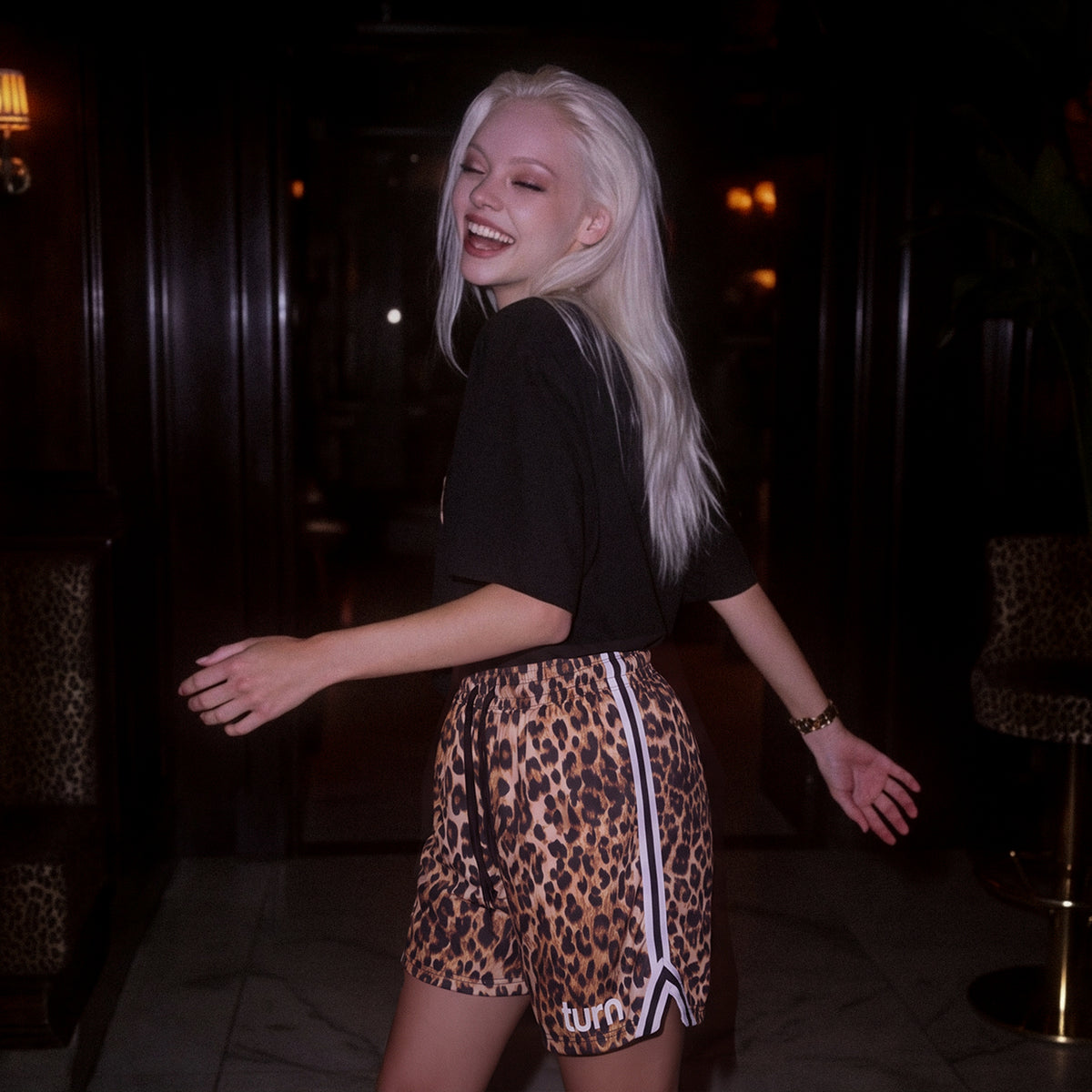 spotted athletic shorts