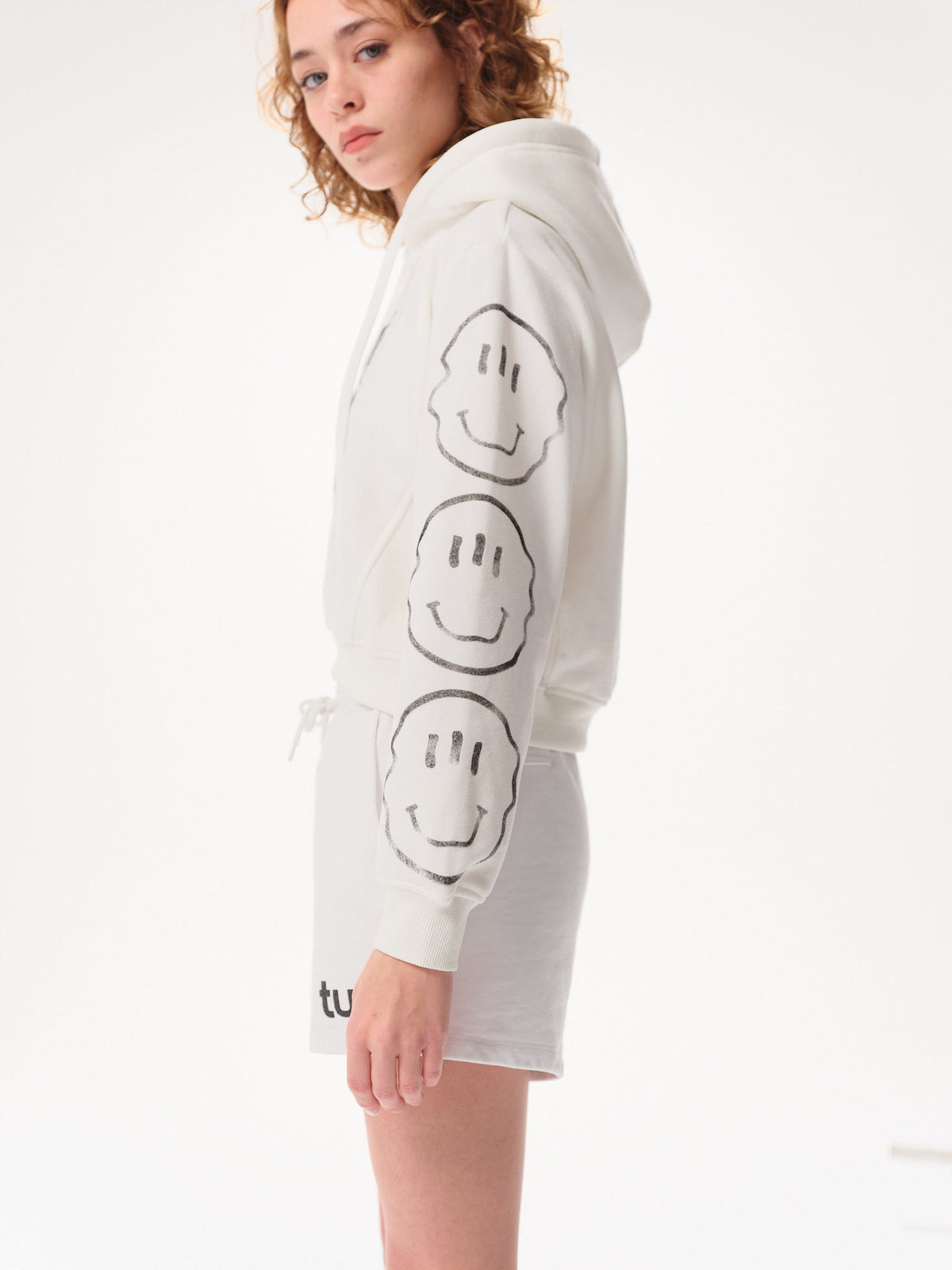 tune out crop hoodie