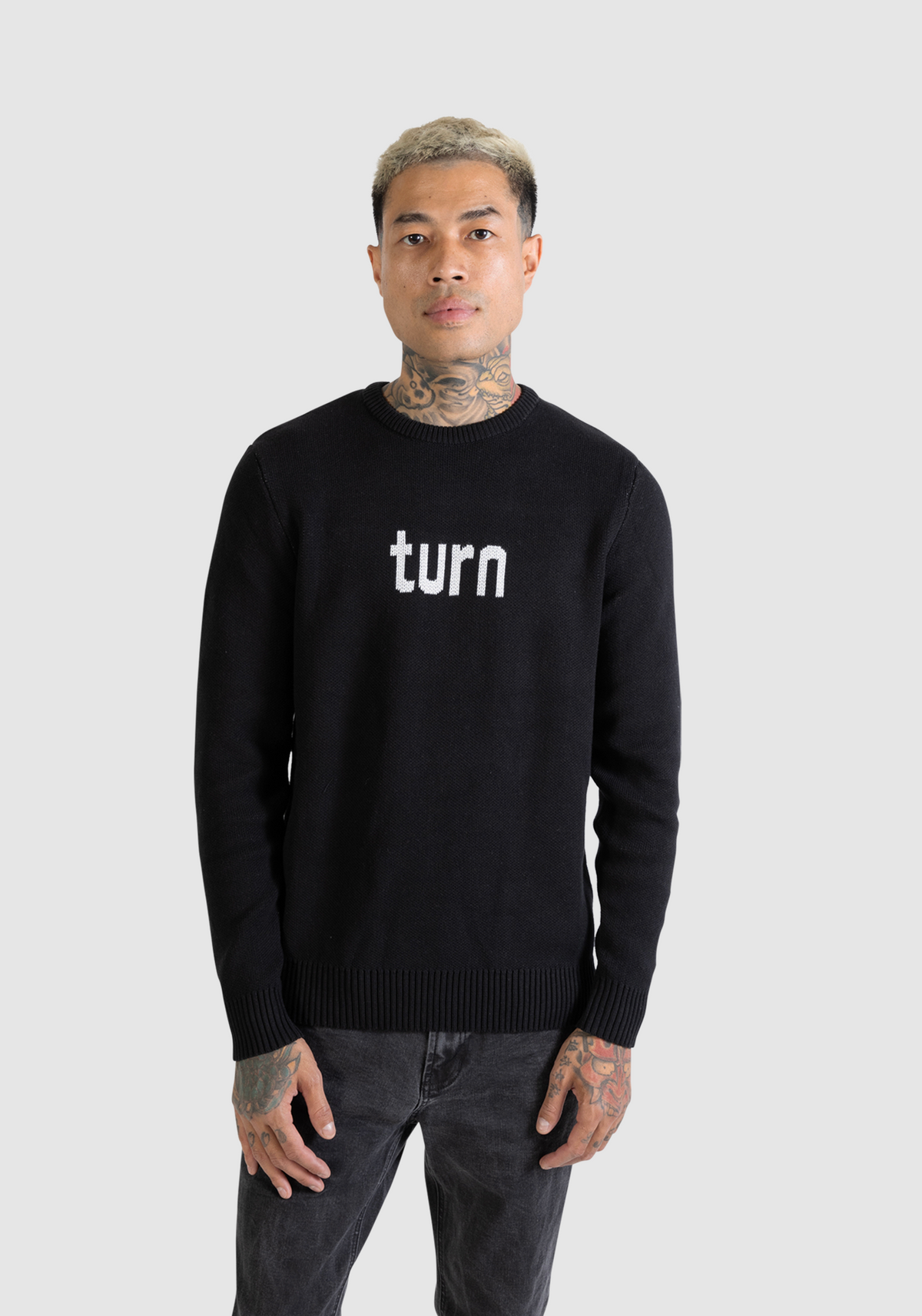 "100% hand made" knit turn OG sweater