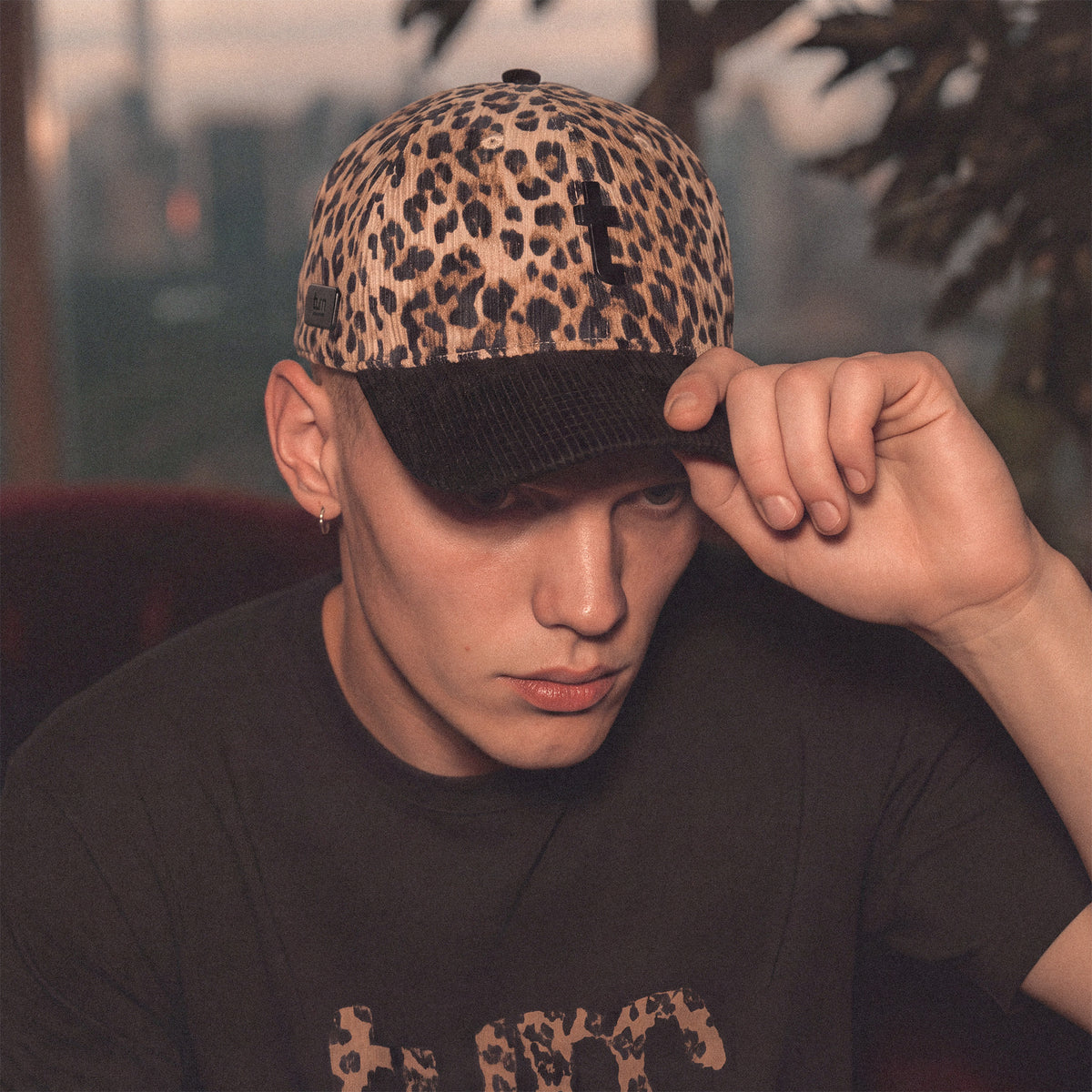 spotted lowercase "t" hat