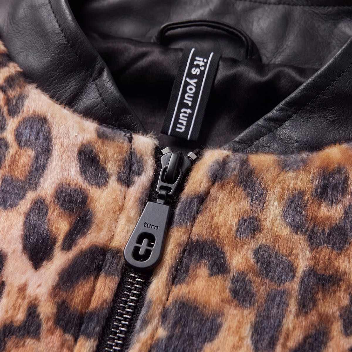 spotted leather varsity jacket