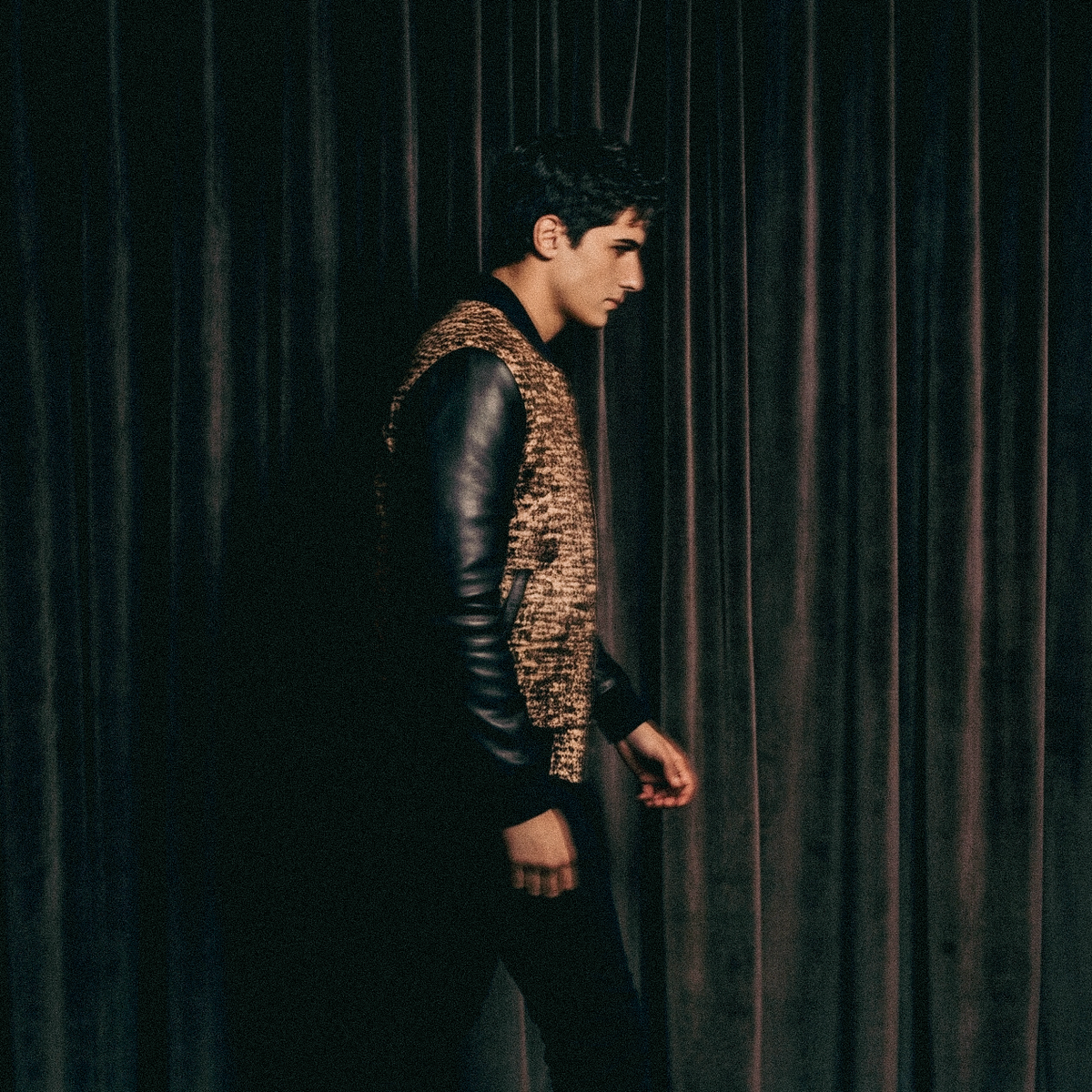 spotted leather varsity jacket