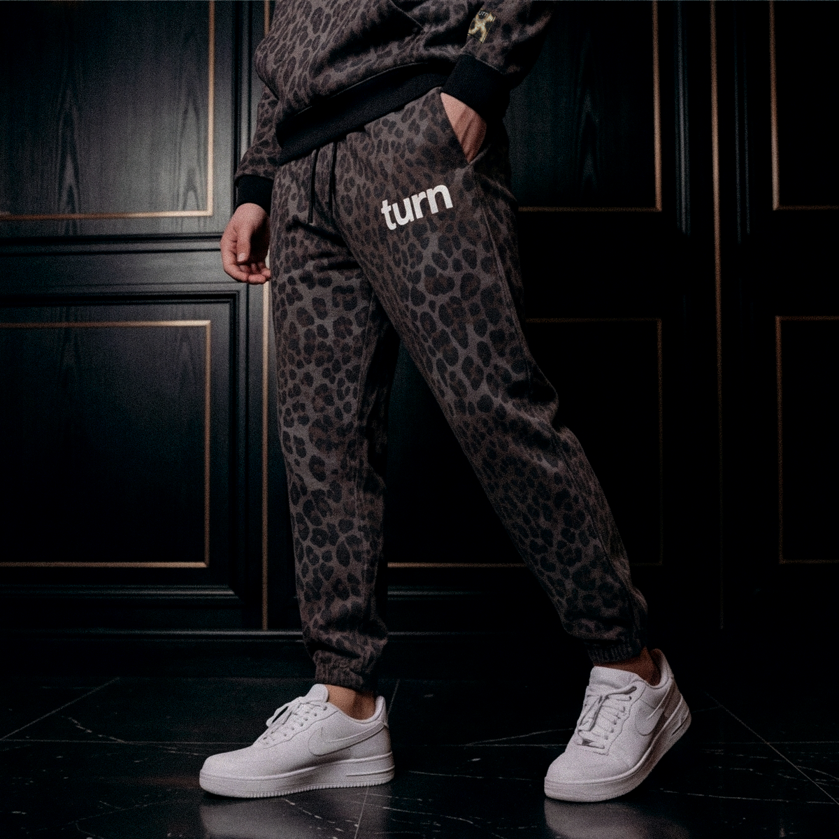 spotted all-over-print joggers