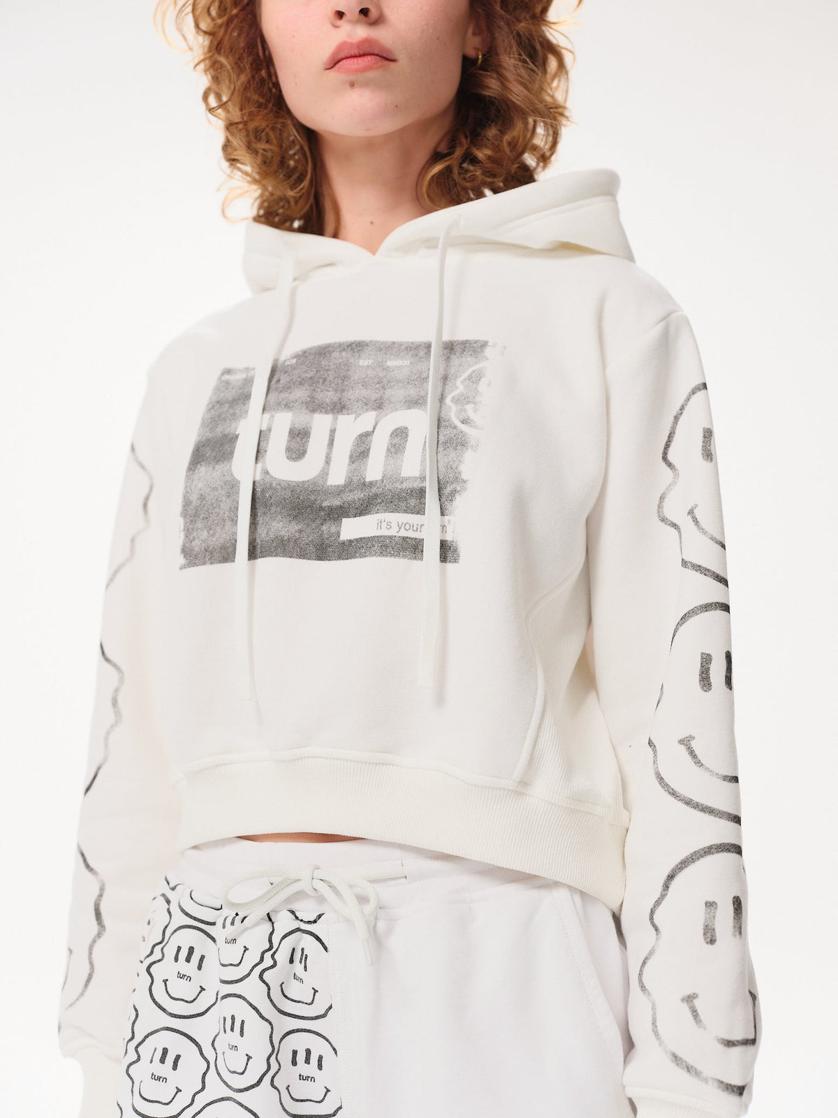 tune out crop hoodie