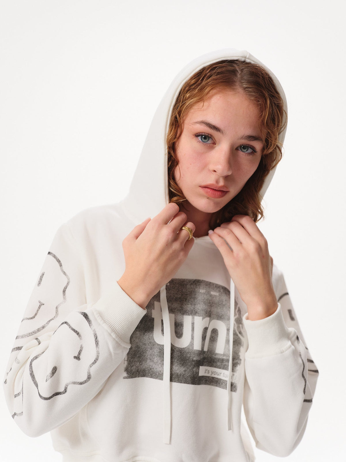 tune out crop hoodie